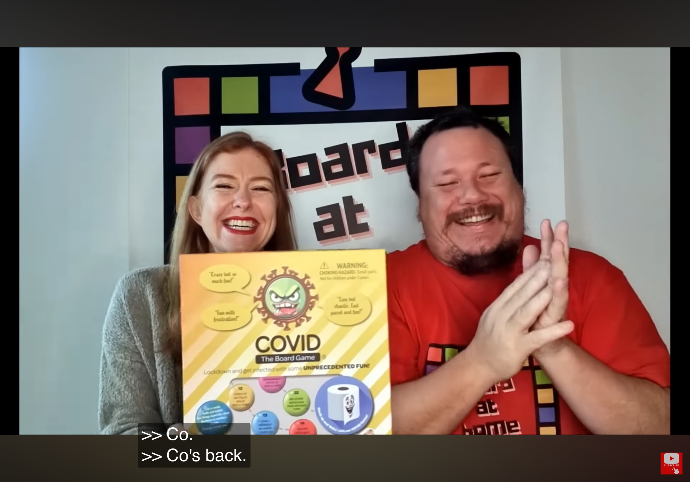 Load video: Sarah and Josh from “We Are Board At Home”, You Tube Channel, play and review COVID The Board Game!